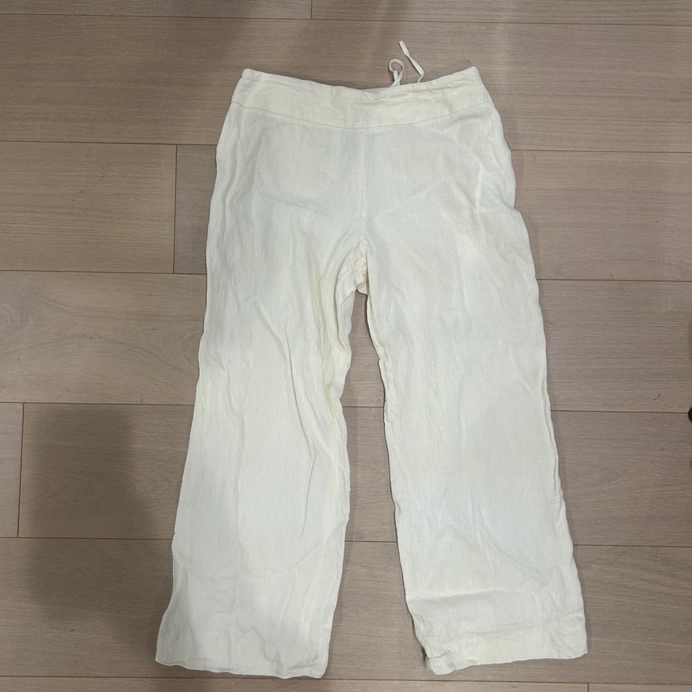 Akris Bergson Goodman Cream Ankle linen Pants